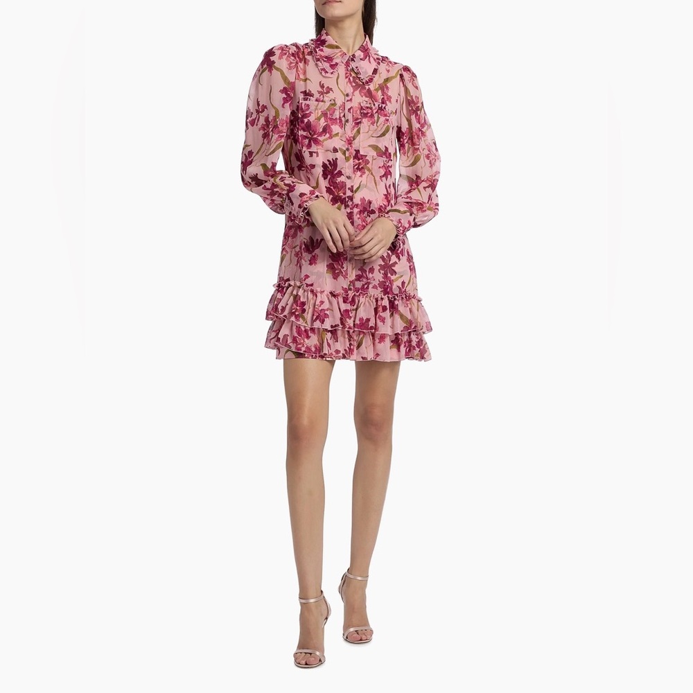 Cinq à Sept Pink Floral Long Sleeve Dress
